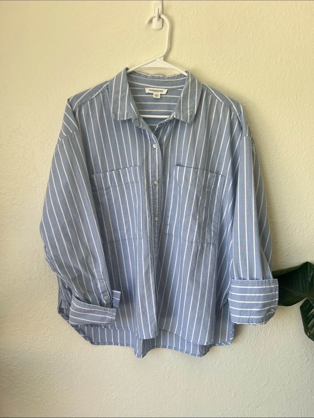 Women’s Blue & White Striped Button-Down Shirt Coastal, Office Chic, casual - Picture 3 of 7